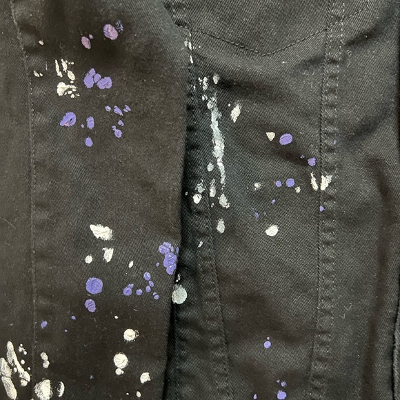 M. Society Politically Incorrect Paint Splatter Black Denim Jacket Size Small - Picture 4 of 5